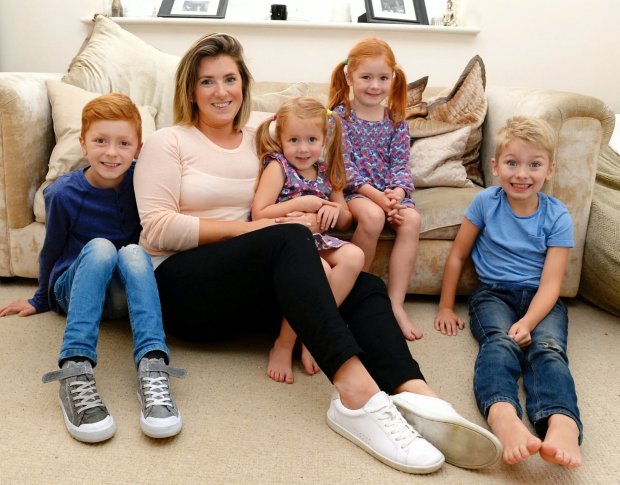 Emily Street with her children. Britainís luckiest mum had four pain-free labours after using hypnotherapy techniques ñ before enjoying a three-week ORGASM afterwards. See NTI story NTIMUM. Midwife Emily Street, 35, claims modern women have never been so terrified of childbirth, thanks to graphic birthing programmes such as Channel 4ís One Born Every Minute. Emily, claims this fear is causing miserable maternity experiences for thousands of women. The mum, who lives with husband Paul, 34, a food company manager, had her first euphoric labour when she gave birth to her oldest, Oscar, now aged nine. Emily likens her astonishing ìeuphoriaî during childbirth to the intense hormones generated through orgasm - a powerful sensation which lasted for three weeks. She has four children, Oscar, nine; Ernie, seven; Roo, five, and Pip, three.